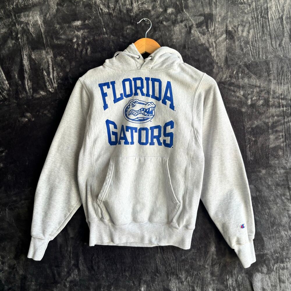 2000s Florida Gators Champion Brand Reverse Weave Gray Hoodie Size Extra Small